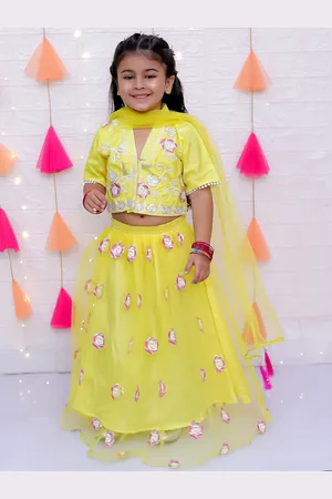 KID1 Girls Embroidered Sequinned Ready to Wear Lehenga & Blouse With Dupatta