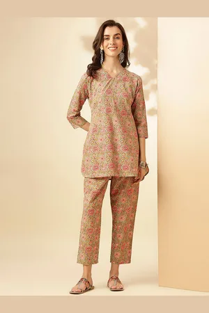 Roadster The Lifestyle Co Floral Printed Pure Cotton Tunic & Trousers Co-Ords