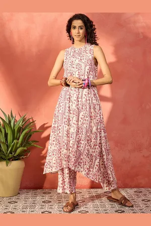 InWeave Floral Printed A-Line Kurta with Trousers