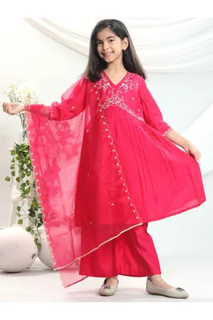 misbis Girls Embroidered Regular Sequinned Kurta with Palazzos & With Dupatta
