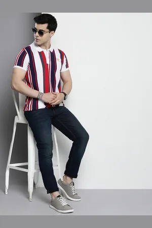 The Indian Garage Co Striped Polo Collar T-shirt