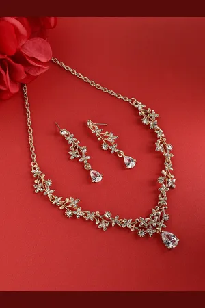 SOHI Gold-Plated Stone-Studded Jewellery Set