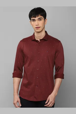 Louis Philippe Men Maroon Grid Tattersall Checked Cotton Slim Fit Casual Shirt