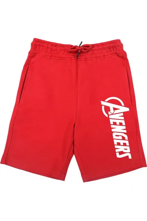 Wear Your Mind Boys Red Typography Printed Avengers Shorts