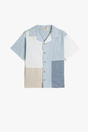 Koton Boys Colourblocked Cuban Collar Pure Cotton Casual Shirt