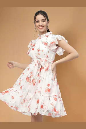 Moda Rapido Floral Print Applique Fit & Flare Dress