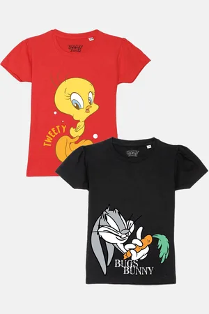 YK Girls Pack of 2 Loony Tunes Tweety Printed Cotton T-shirt