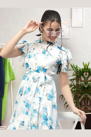 Moda Rapido Floral Print Applique Fit & Flare Dress
