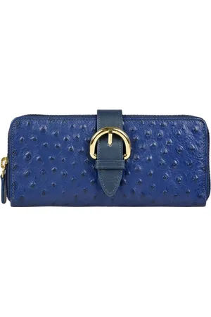 Hidesign Women Blue Animal Textured Zip Around Wallet