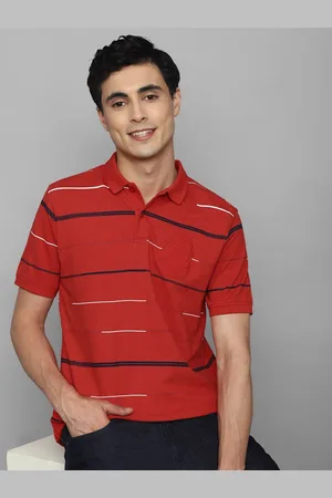 Louis Philippe Men Striped Polo Collar Slim Fit Cotton T-shirt