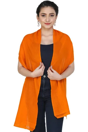 Exotic India Firecracker Plain Pure Cashmere Woven Scarf