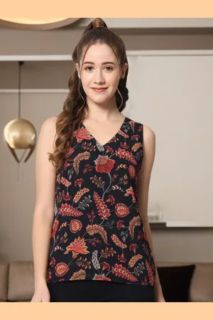 CHARMGAL Floral Printed V-Neck Top