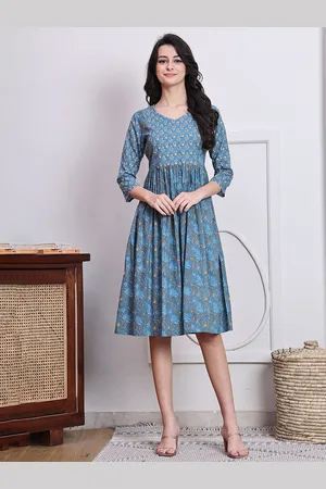 Rajnandini Women Floral Printed A-Line Cotton Midi Dress