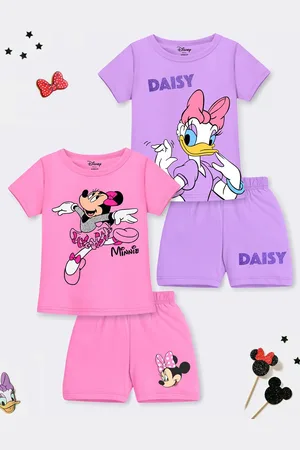 Miss and Chief Girls Pack Of 2 Round Neck Printed T-shirt With Shorts