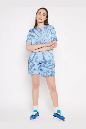 EDRIO Tie & Dye Dyed Pure Cotton Round Neck T-Shirt with Shorts Co-Ords
