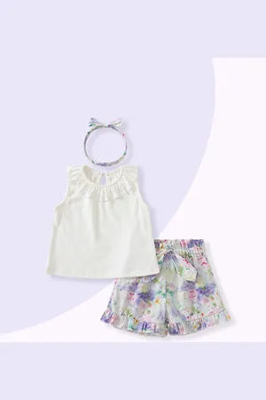 Stylecast Girls White & Purple Top with Shorts