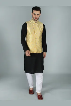 Exotic India Asymmetric Jacquard Silk Modi Nehru Jacket