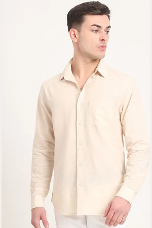 Greenfibre Men Regular Fit Spread Collar Solid Cotton Casual Shirt