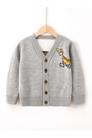 Stylecast Boys Grey Printed Cardigan