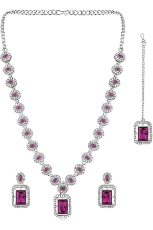 Peora Silver-Plated Cubic Zirconia Stone-Studded Jewellery Set