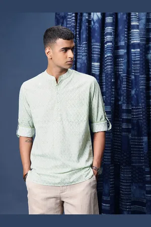 Taavi Men Floral Block Printed Straight Kurta