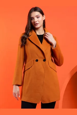KOTTY Women Solid Notched Lapel Overcoat