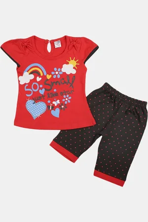 V-Mart Infant Pure Cotton Printed Top With Pyjamas Set