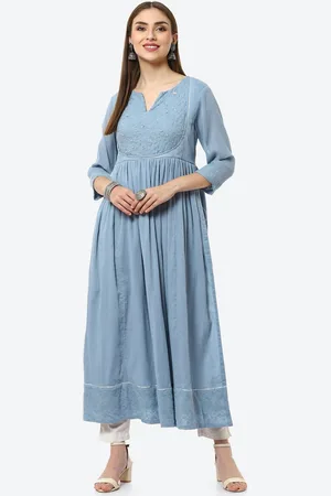 Biba Women Blue Floral Anarkali Kurta