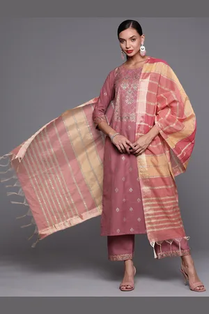 Indo Era Women Pink Ethnic Motifs Printed Kurta with Palazzos & With Dupatta