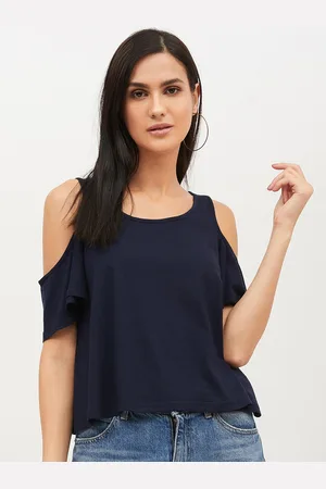 Harpa Women Navy Blue Solid Top