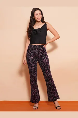 Globus Women High-Waist Shimmer Stretchable Flared Treggings
