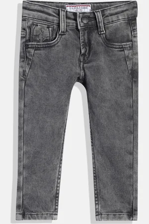 Ralph Lauren U S Polo Assn Kids Boys Grey Skinny Fit Heavy Fade Stretchable Jeans