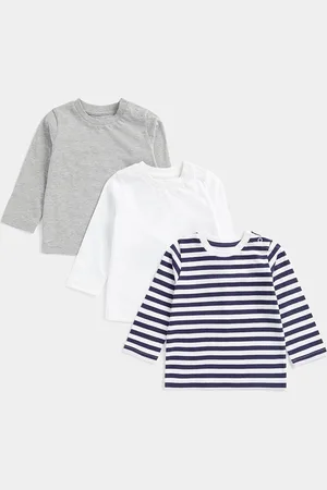 Mothercare Boys Pack Of 3 Colourblocked Round Neck Cotton T-shirts
