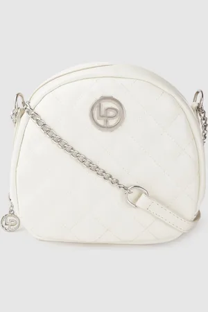 Lino Perros White Quilted Structured Sling Bag with Non-Detachable Sling Strap