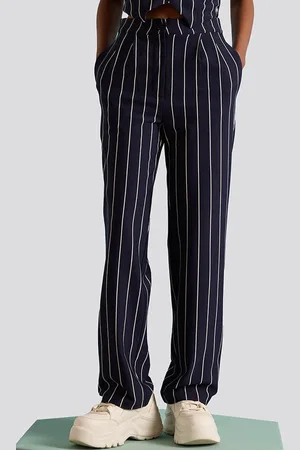 Muvazo Women Striped Comfort Wrinkle Free Trousers