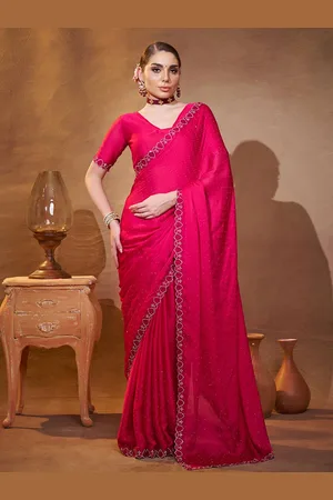 Kalista Embellished Beads and Stones Satin Saree