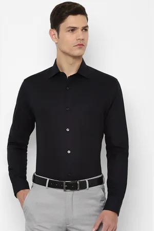 Louis Philippe Men Black Cotton Formal Shirt