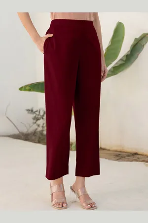 Janasya Women Cotton Straight Fit Trousers