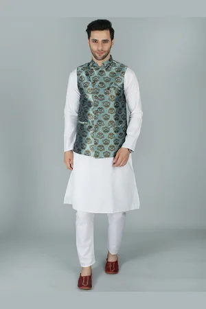 Exotic India Asymmetric Gold Brocade Modi Nehru Jacket