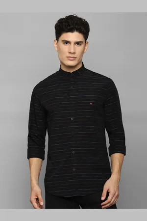 Louis Philippe Men Black Slim Fit Horizontal Stripes Casual Shirt