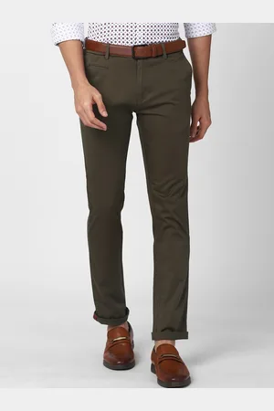 V Dot Men Olive Green Slim Fit Trousers