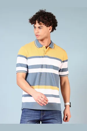 V-Mart Men Striped Polo Collar Pockets T-shirt