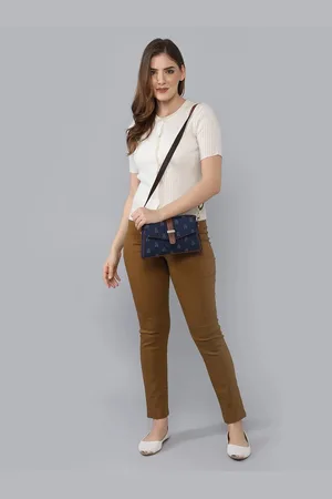 THE CLOWNFISH Odelina Blue Floral Structured Sling Bag