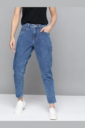 Mast & Harbour Women Navy Blue Mom Fit Stretchable Jeans