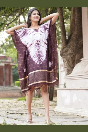Kesarya Tie & Dyed Flared Sleeves Cotton Kaftan Dress