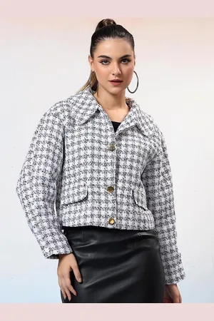 KOTTY Women Checked Shawl Collar Overcoat