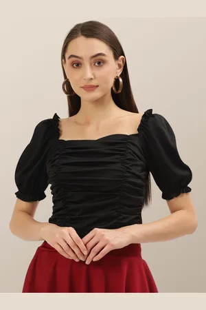 Chemistry Sweetheart Neck Puff Sleeve Scuba Top