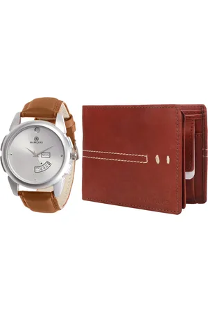 MARKQUES Men Brown Textured Leather Accessory Gift Set