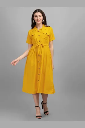 GUFRINA Women Yellow Solid Shirt Dress