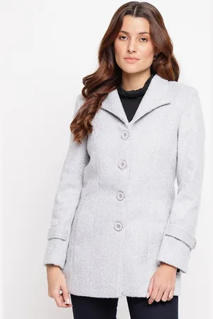 Latin Quarters Women Grey Self Design OverCoats